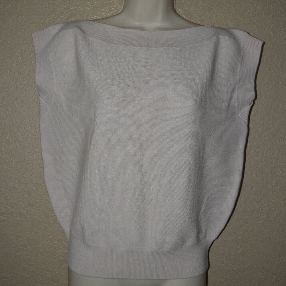 NWOT Sz XS The Reset R Label Cream Wool Cap Sleeve Boat Neck Sweater Top